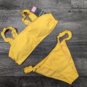 Shekini Women's Ruffle Strap Bandeau Bikini Swimsuit Size S